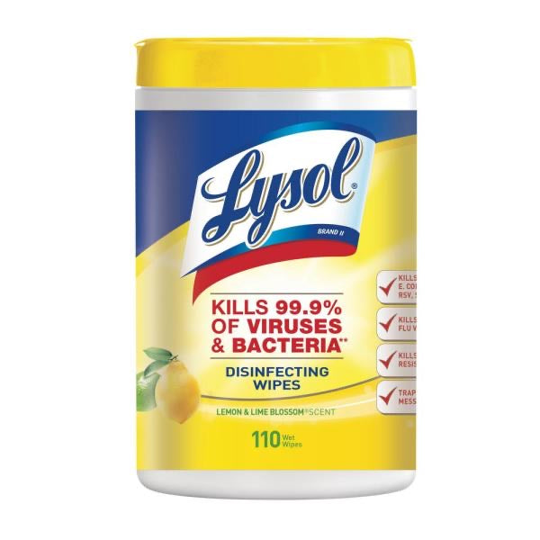 Lemon and Lime Blossom Scent Disinfecting Wipes (110-Count)-eSafety Supplies, Inc
