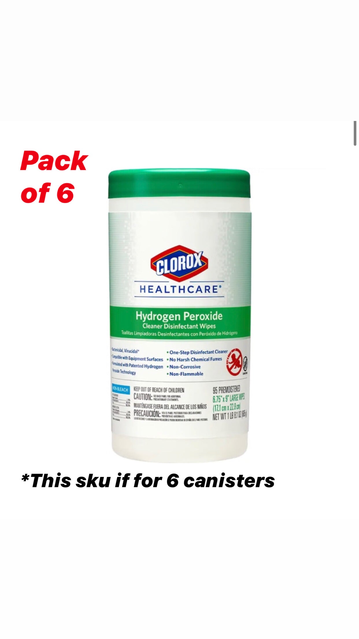 Clorox Hydrogen Peroxide Wipes- 6 Pack-eSafety Supplies, Inc