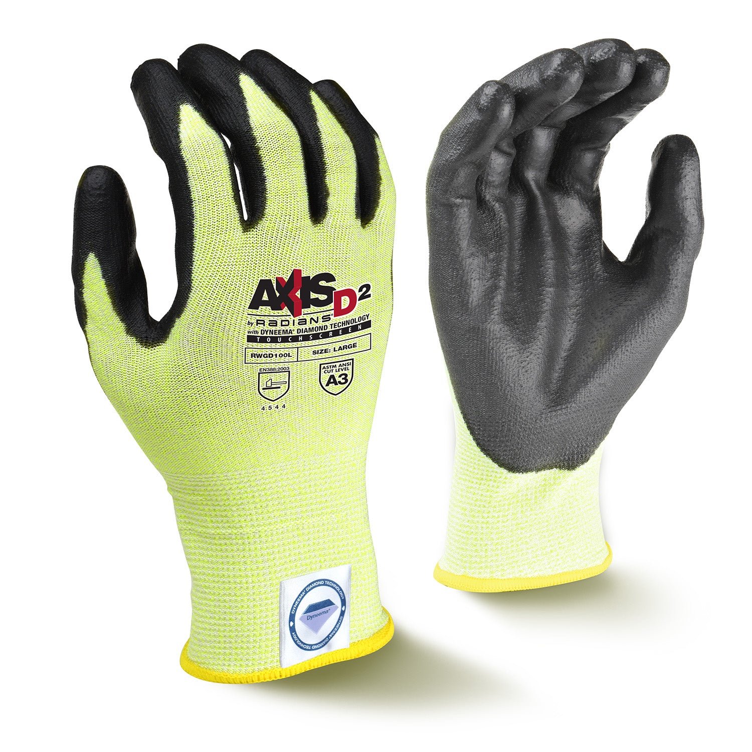 Radians RWGD100 AXIS D2™ Dyneema® Cut Protection Level A3 Touchscreen Glove (PAIR)-eSafety Supplies, Inc
