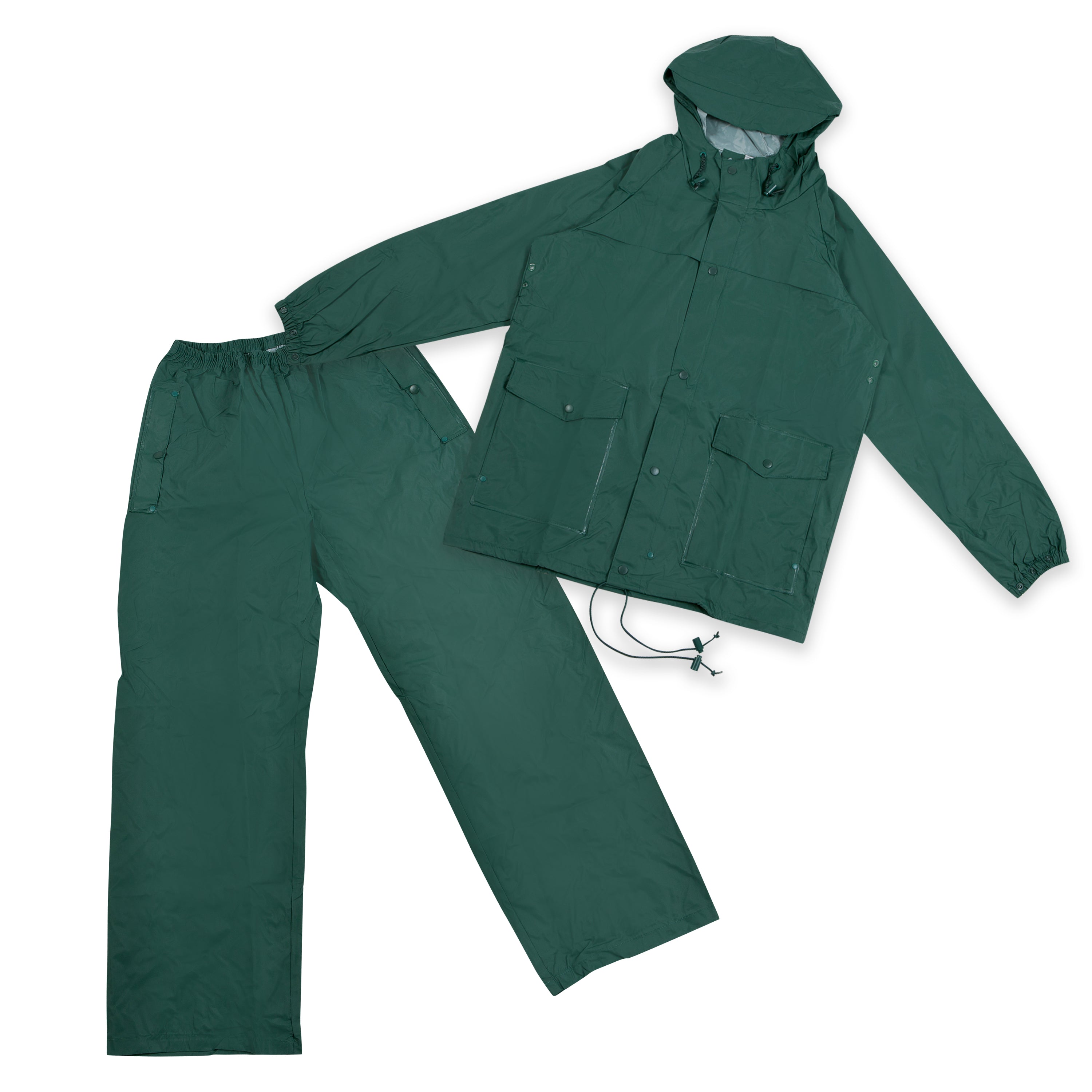 Pvc-Nylon Deluxe Rainsuit - Forest Green - L-eSafety Supplies, Inc