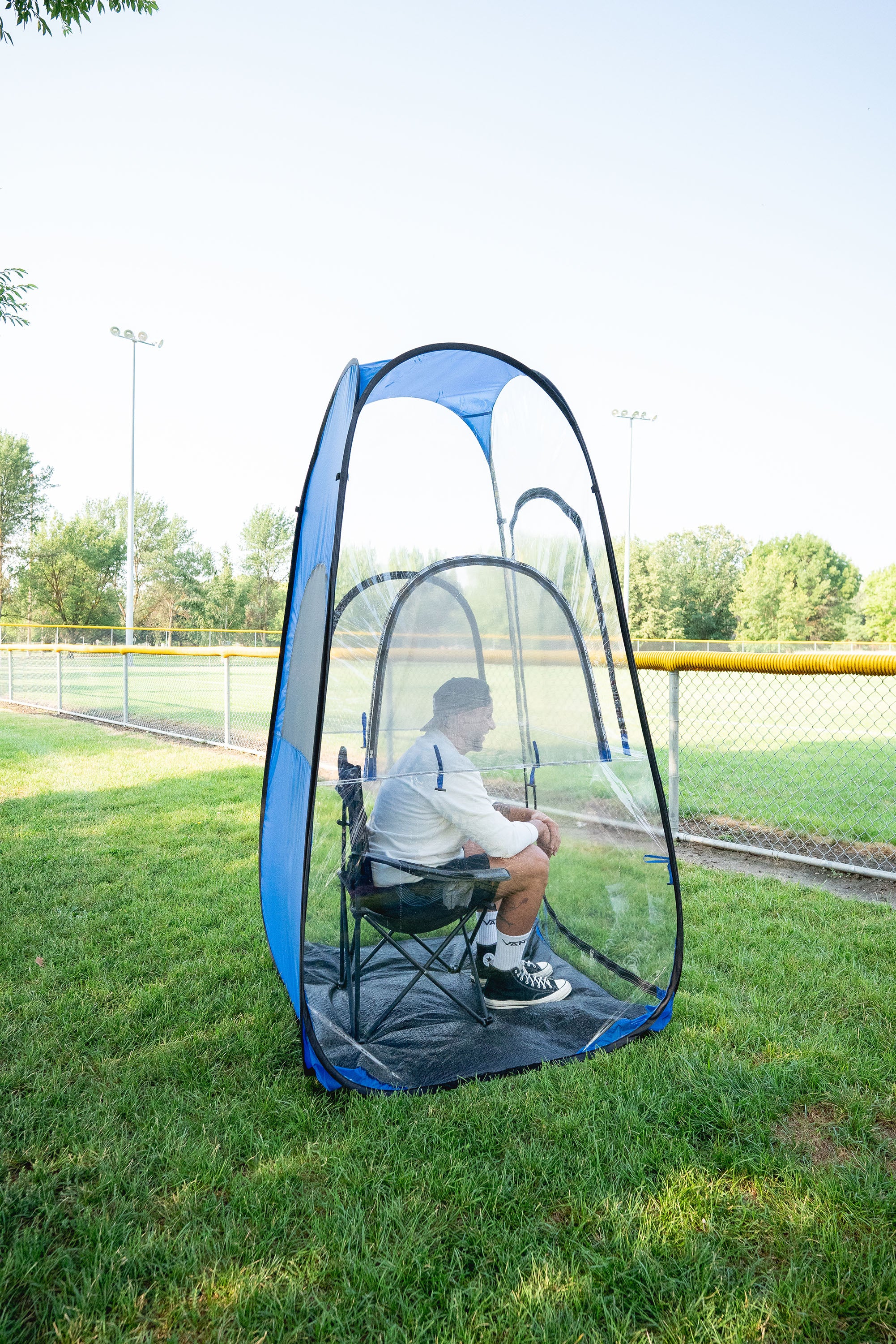 All Weather Pop Up Shelter - Clear / Blue-eSafety Supplies, Inc