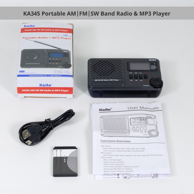 KA345 Pocket Digital DSP (Digital Signal Processing) AM FM Shortwave Clock Radio and MP3 Player with Micro-SD & USB Audio Input-eSafety Supplies, Inc