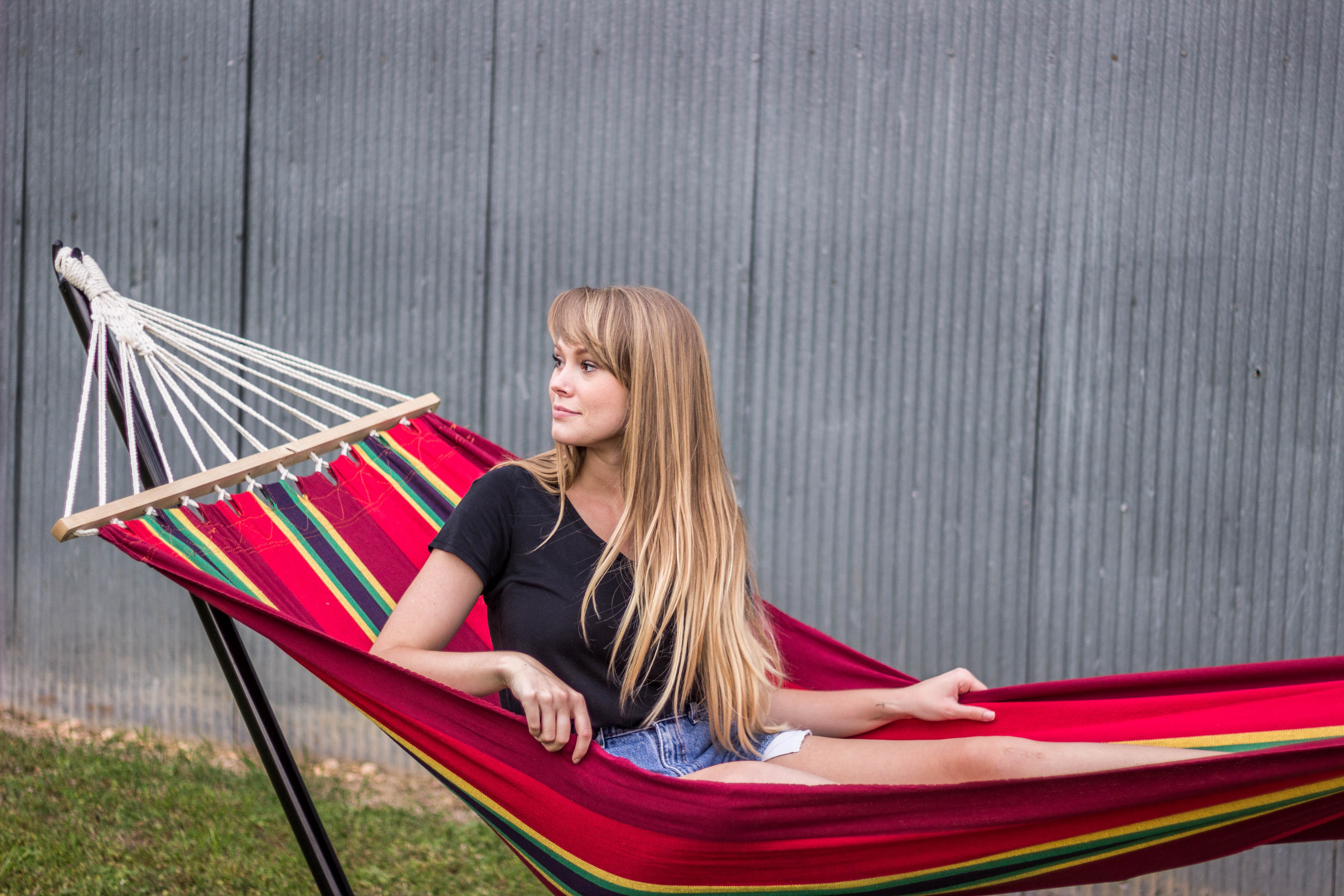 Bahamas Cotton Hammock - Single - Burgundy - 78 In X 37 In-eSafety Supplies, Inc