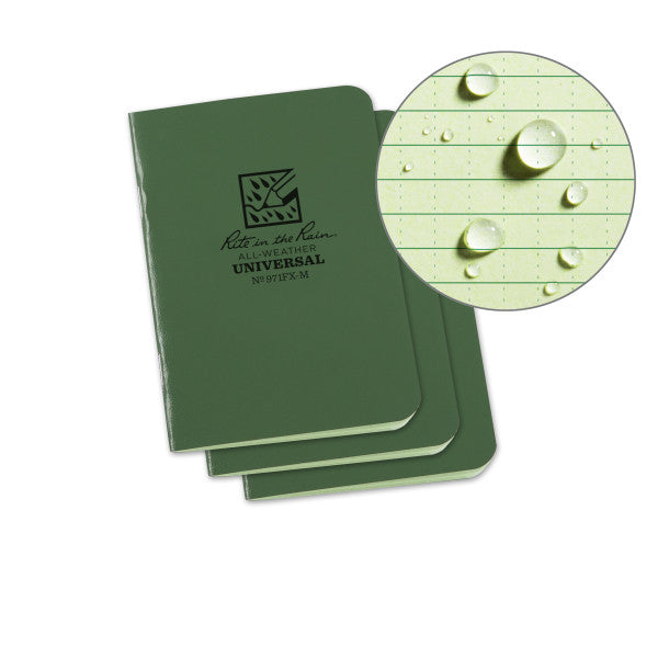 Stapled Mini Notebook - Universal - Green - 3 Pack-eSafety Supplies, Inc