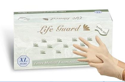 Life Guard - Latex Medical Exam Gloves, Powder Free - Box