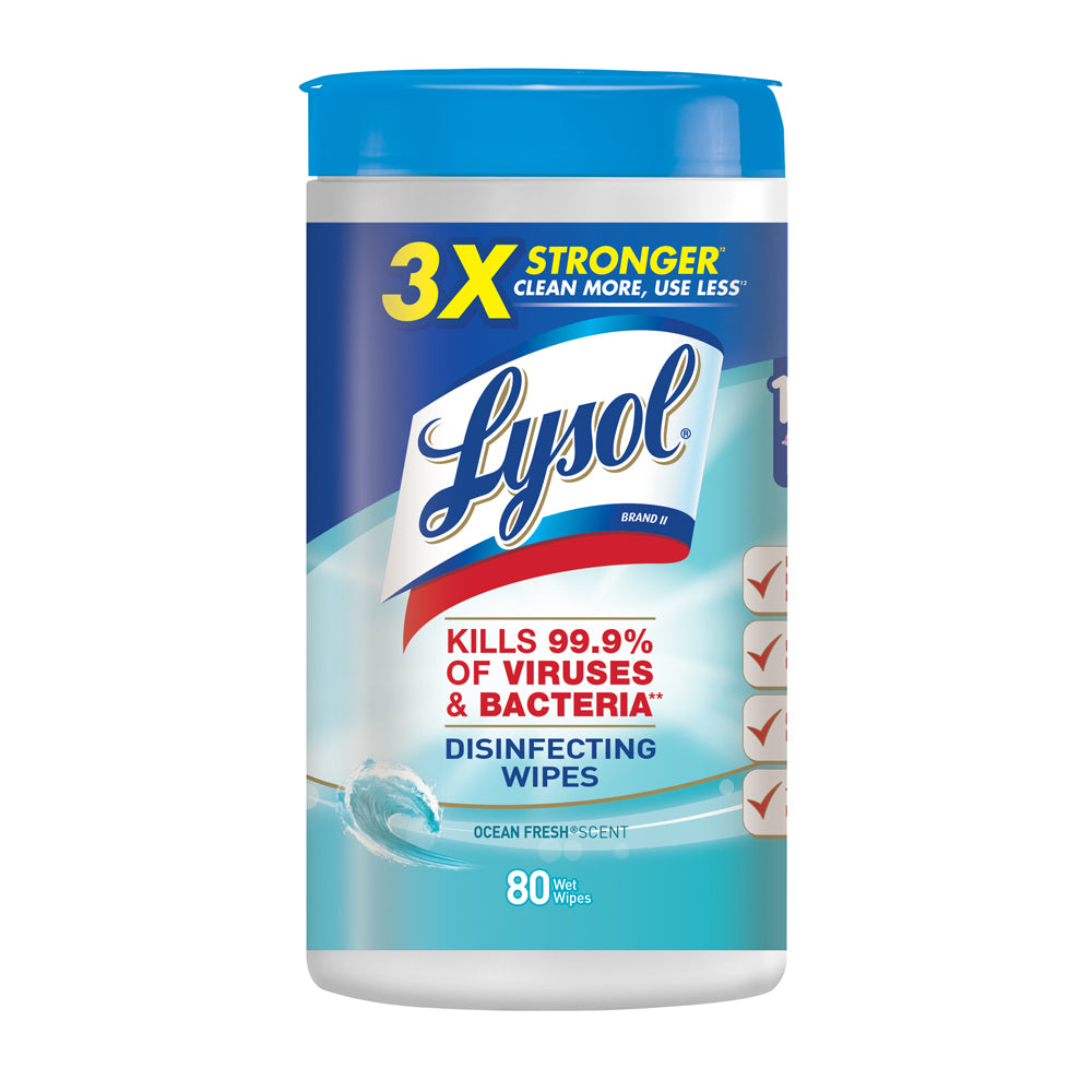 Lysol Disinfecting Wipes Ocean Fresh - 80 Ct - Container-eSafety Supplies, Inc