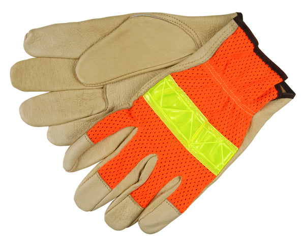 MCR Safety Org Hi Vis Mesh Refl Back Pig Grain Palm-eSafety Supplies, Inc