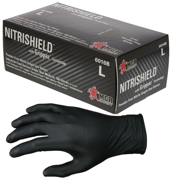MCR Safety Black 6 Mil Texture Nitrile PF Disp-eSafety Supplies, Inc