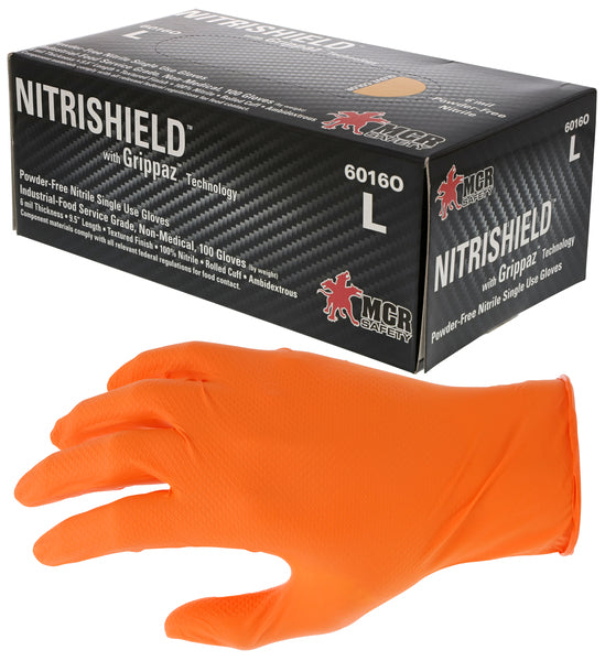 MCR Safety Orange 6 Mil Texture Nitrile PF Disp-eSafety Supplies, Inc