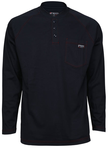 MCR Safety FR Long Sleeve Henley Navy L-eSafety Supplies, Inc