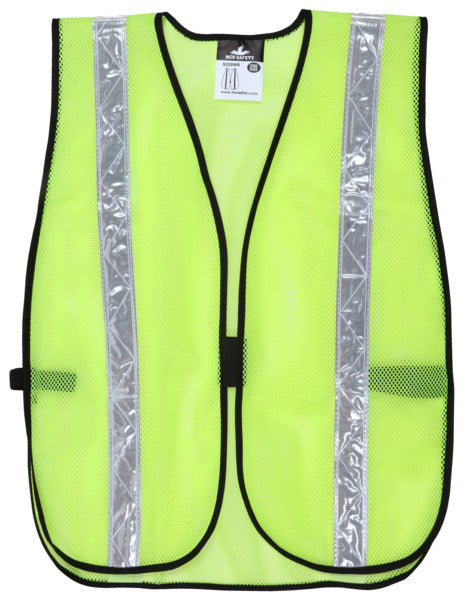 MCR Safety Poly, Mesh Safety Vest, 1 3/8 Wht. Strip-eSafety Supplies, Inc