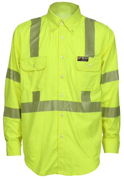 MCR Safety Smt Brze Shirt, 5.5 oz. ,Class 3,Lime L-eSafety Supplies, Inc
