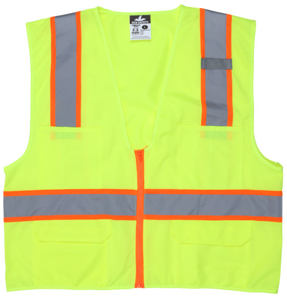 MCR Safety Class 2, Poly Safety Vest, 3 Orange/Silv-eSafety Supplies, Inc