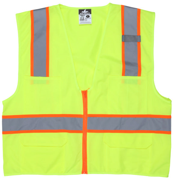 MCR Safety Class 2, Poly Safety Vest, 3 Orange/Silv-eSafety Supplies, Inc