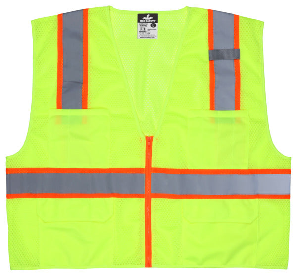 MCR Safety Class 2, Poly Mesh Vest, 3" Ornge/Silver-eSafety Supplies, Inc
