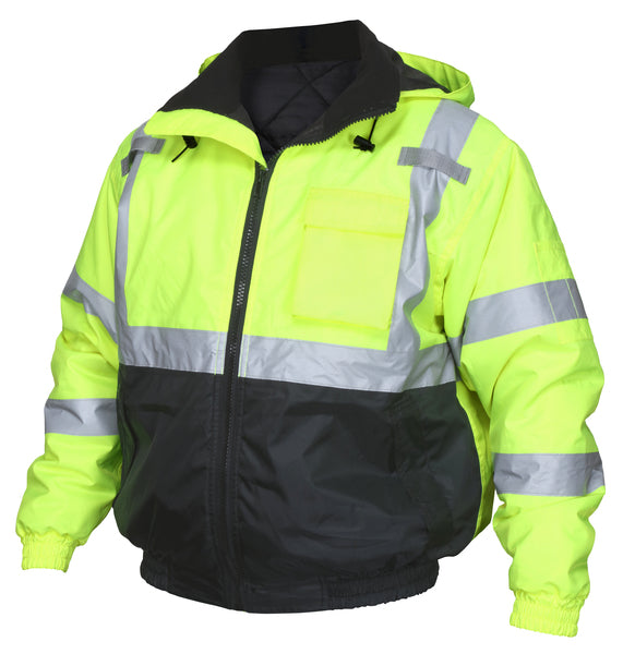 MCR Safety Bomber Jacket Quilted Clss 3 Blk. Bttm L-eSafety Supplies, Inc