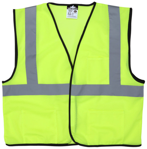 MCR Safety Lime Green, Class 2, Economy Vest, Mesh-eSafety Supplies, Inc