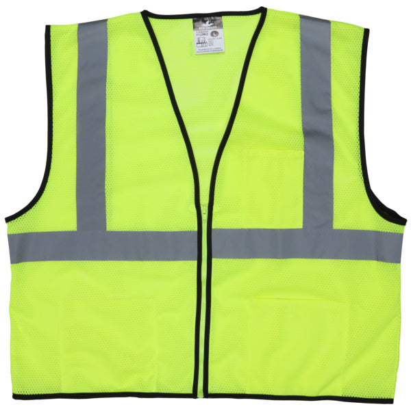 MCR Safety Lime Green,Class2,Econ,Zip,Mesh XL-eSafety Supplies, Inc