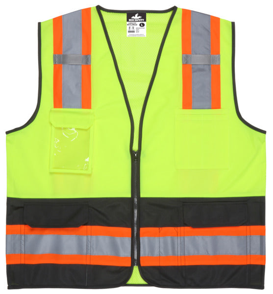 MCR Safety Lime,Class2,Black Bttm,Zip,Mesh X4-eSafety Supplies, Inc