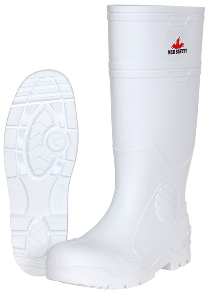 MCR Safety 16" White PVC Boot, Mens, Plain Toe 6-eSafety Supplies, Inc