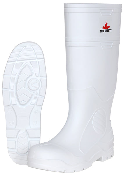 MCR Safety 16" White PVC Boot, Mens, Plain Toe 14-eSafety Supplies, Inc