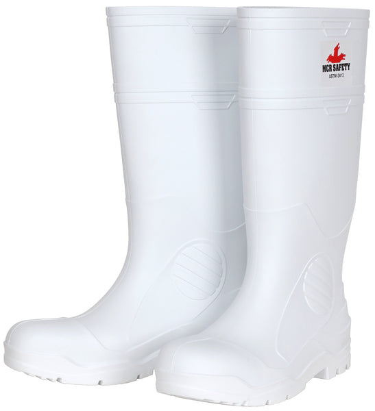 MCR Safety 16" White PVC Boot,Mens,Steel Toe 10-eSafety Supplies, Inc