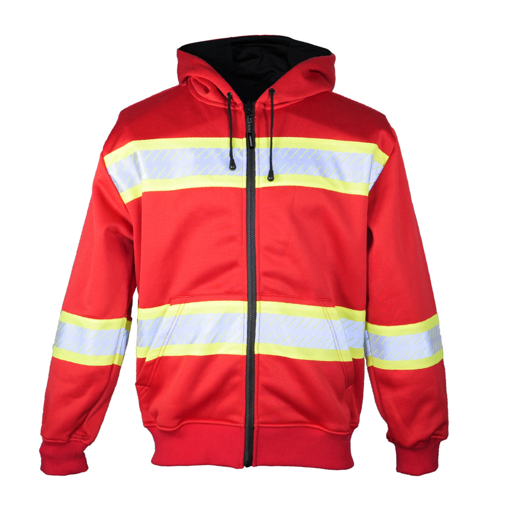 Enhanced Visibility Class 1 Heavyweight Red/lime Hoodie-eSafety Supplies, Inc