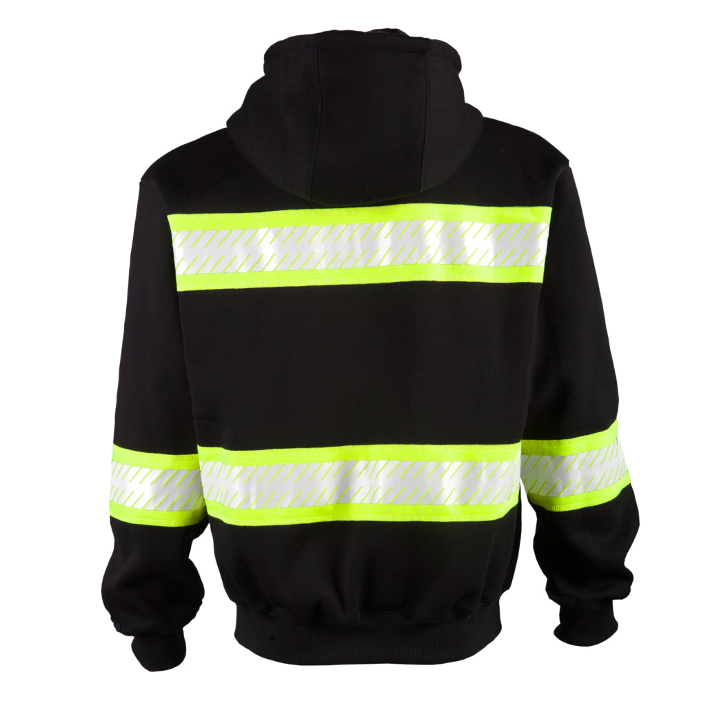 Enhanced Visibility Class 1 Heavyweight Black/lime Hoodie-eSafety Supplies, Inc