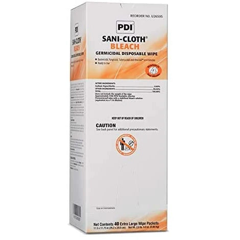 PDI Sani-Cloth Bleach Germicidal Disposable Wipes U26595 11.5" x 11.75" (40 Wipes)-eSafety Supplies, Inc