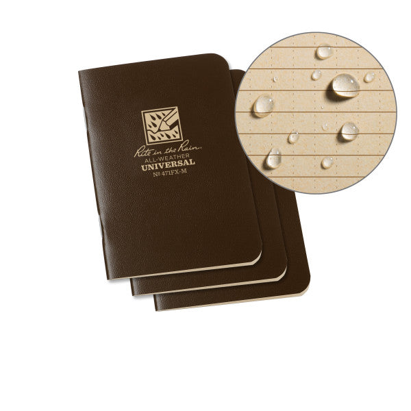 Stapled Mini Notebook - Universal - Brown - 3 Pack-eSafety Supplies, Inc