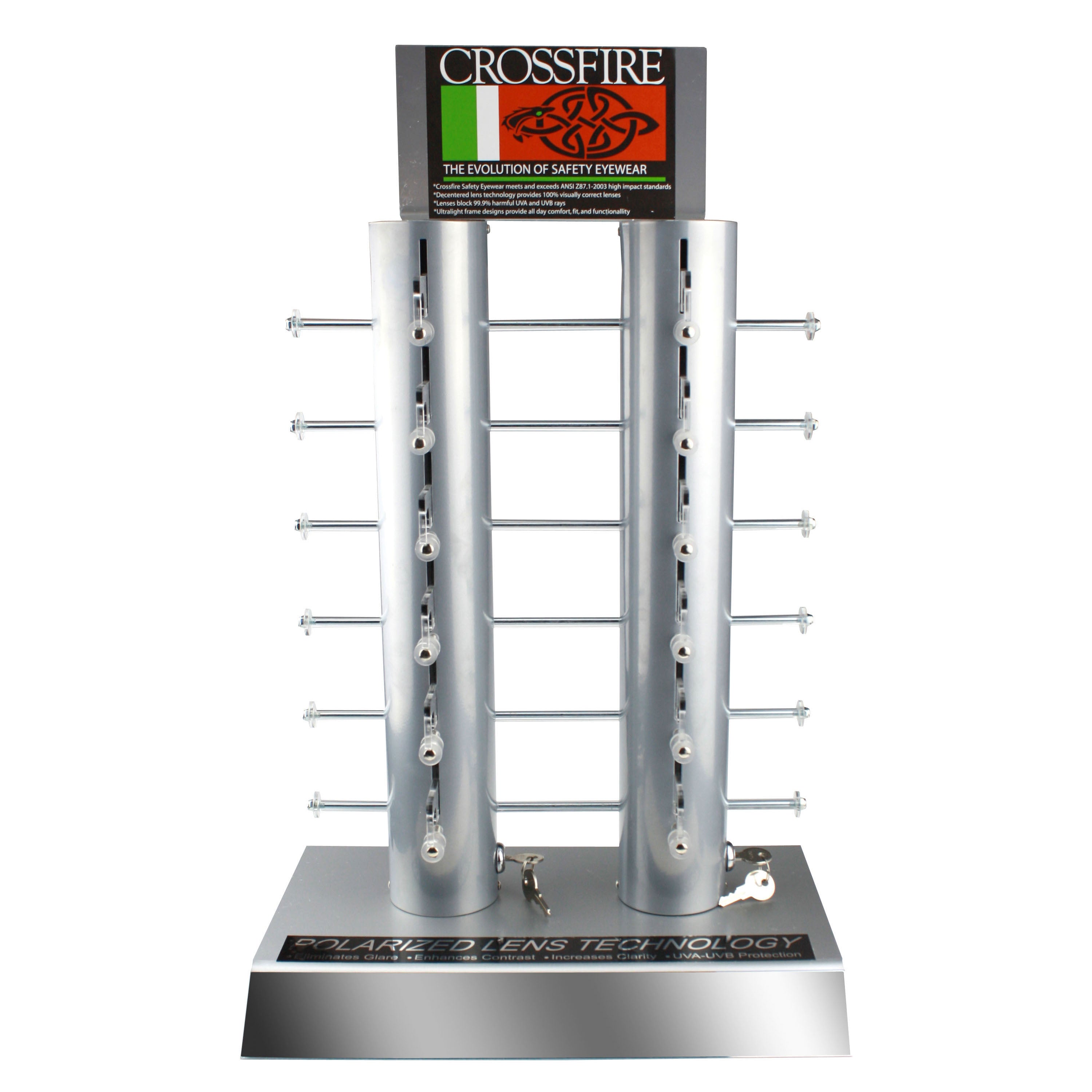 Crossfire 12 Unit Locking Counter Eyewear Display-eSafety Supplies, Inc