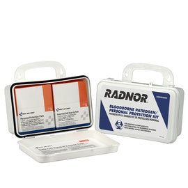 Radnor® 8" L X 3" W X 5" H Portable Or Wall Mounted Plastic Bloodborne Pathogen Personal Protection Spill Kit