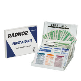 Radnor® White Plastic Portable Mounted 1 Person 34 Piece First Aid Kit