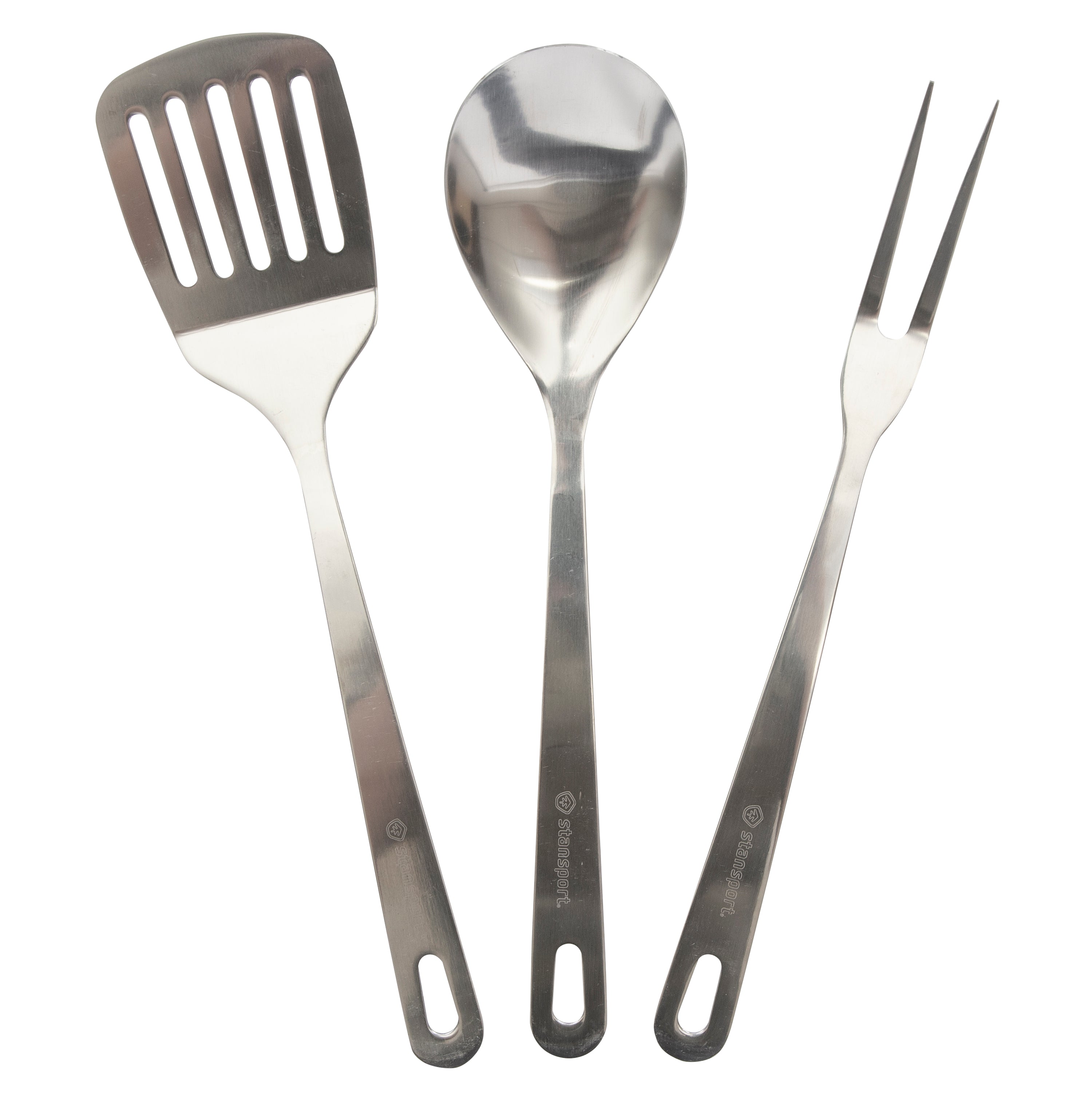 Stainless Steel Bbq Cookng Utensils - Spoon, Fork, Spatula-eSafety Supplies, Inc