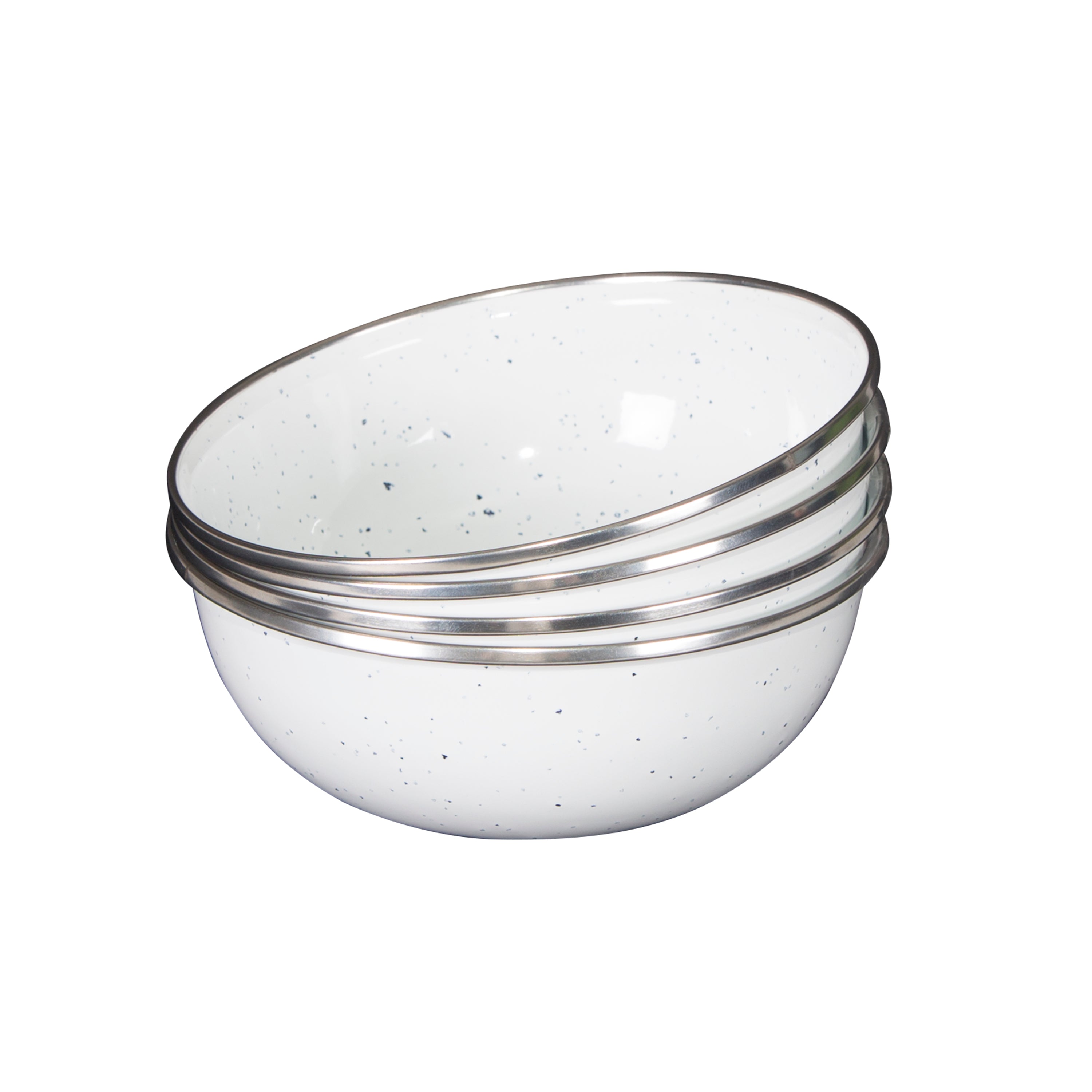 Enamel Camping Tableware Set-24 Pieces-White With Blue Specs-eSafety Supplies, Inc