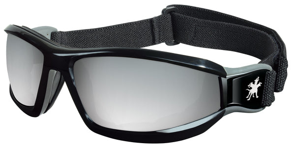 MCR Safety Reaper 1 Black Frame w/ Strap Silver Mir-eSafety Supplies, Inc