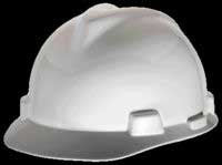 MSA White V-Gard® Polyethylene Standard Slotted Cap Style Hard Hat With Staz On® 4 Point Pinlock Suspension-eSafety Supplies, Inc