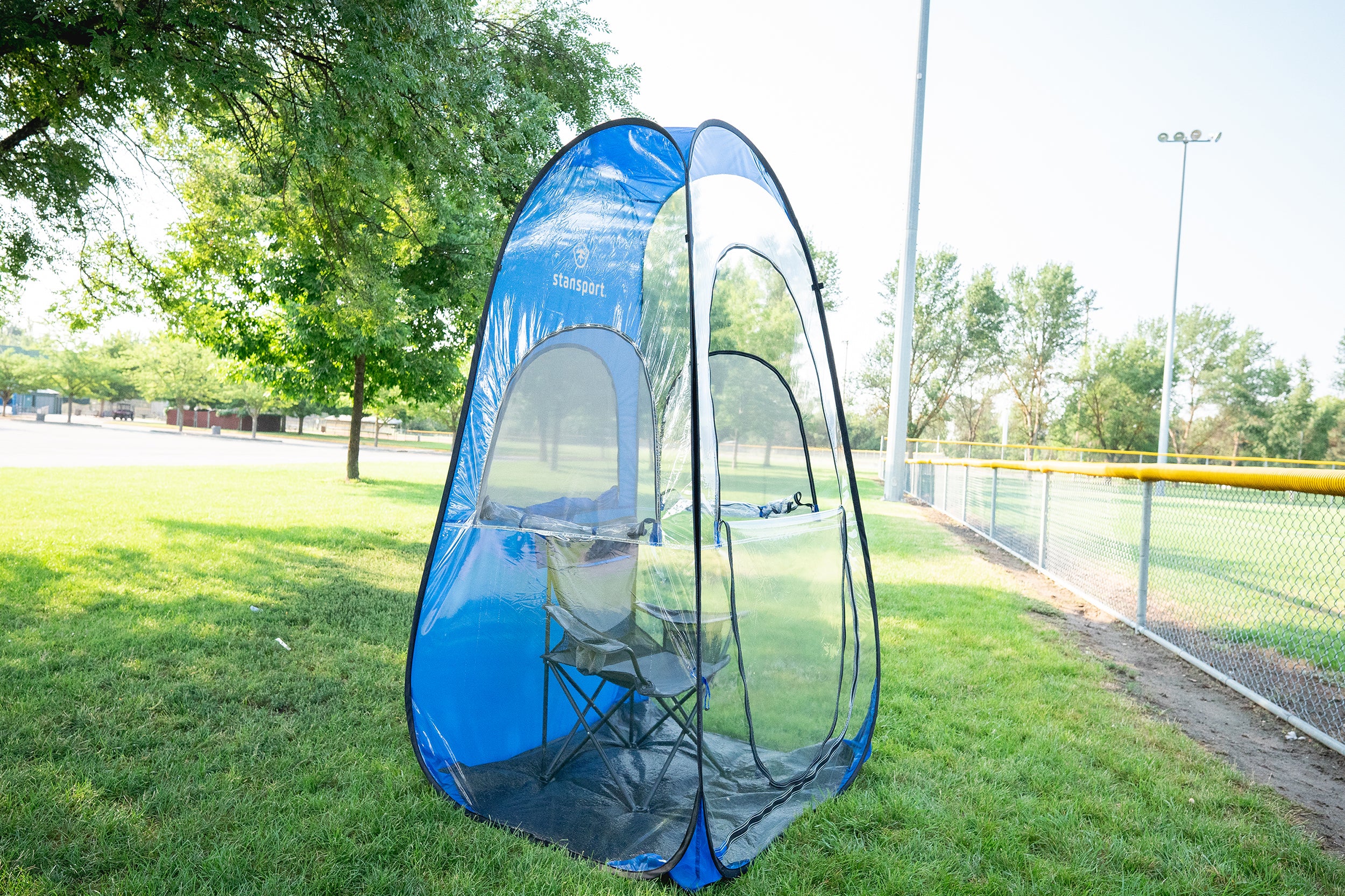 All Weather Pop Up Shelter - Clear / Blue-eSafety Supplies, Inc