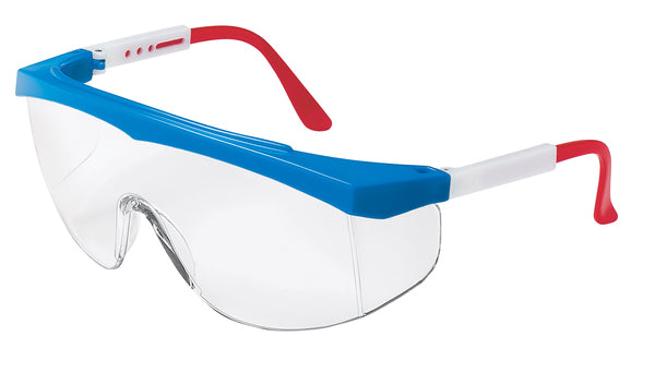 MCR Safety SS1 Red/White/Blue Frame, Clear Lens-eSafety Supplies, Inc