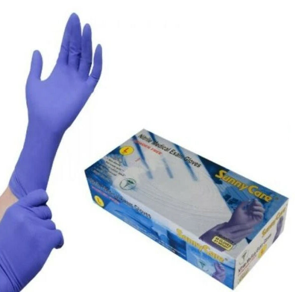 SUNNYCARE® 12” Cuff 8 Mil NITRILE MEDICAL EXAM GLOVES POWDER FREE-eSafety Supplies, Inc