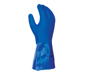 Task Gloves - Oil Task Blue Guardian Rough finish 12” Extended long sleeve, Triple dipped PVC coating, cotton liner Gloves