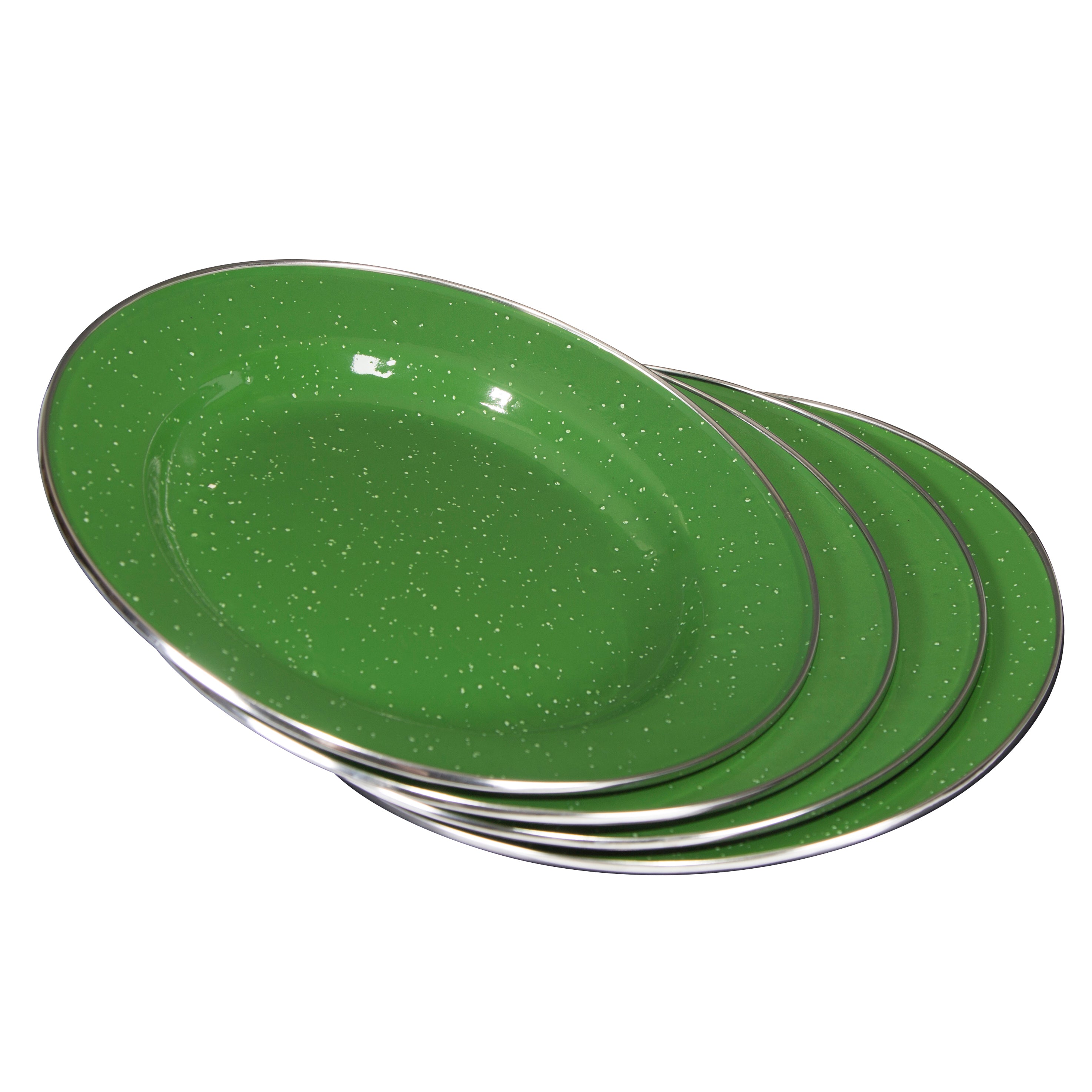 Enamel Camping Tableware Set - 24 Pieces - Green-eSafety Supplies, Inc