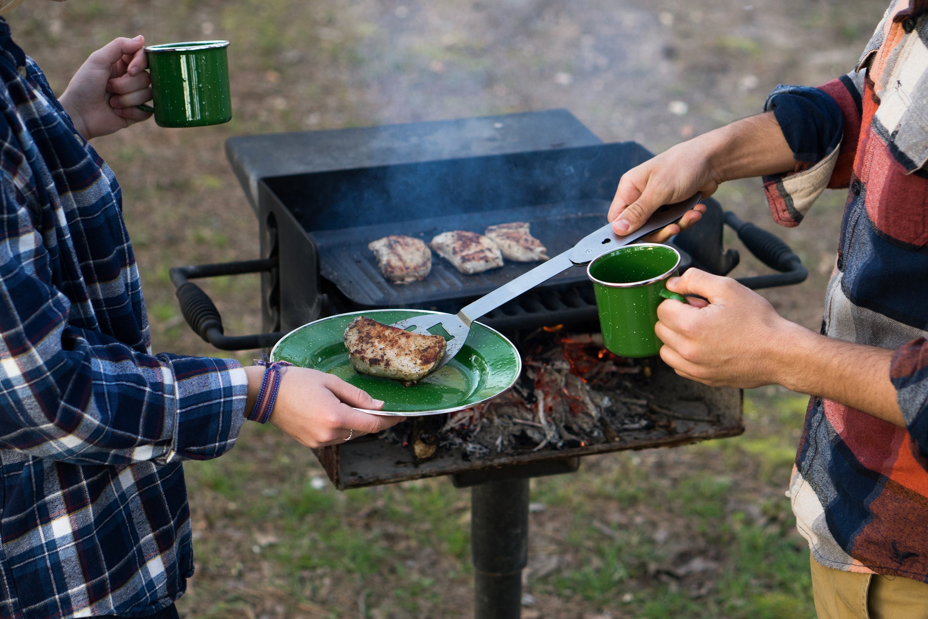 Enamel Camping Tableware Set - 24 Pieces - Green-eSafety Supplies, Inc