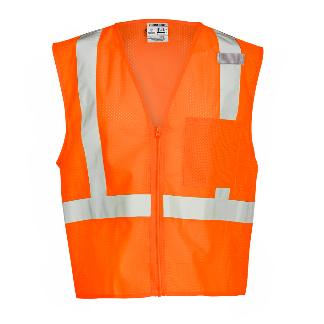 Kishigo Single Pocket Zipper Mesh Vest-eSafety Supplies, Inc