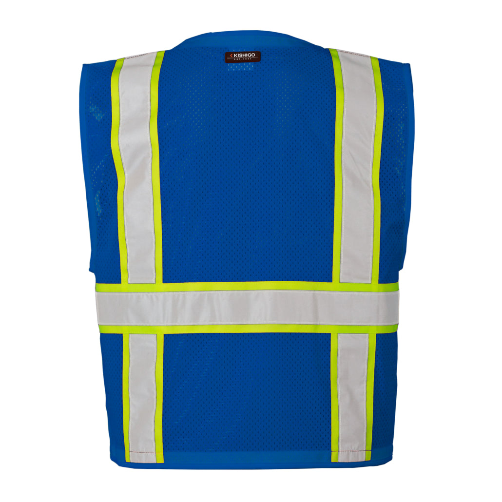 Enhanced Visibility Non-ansi Compliant Ev Series Multi Pocket Royal Blue/lime Vest-eSafety Supplies, Inc