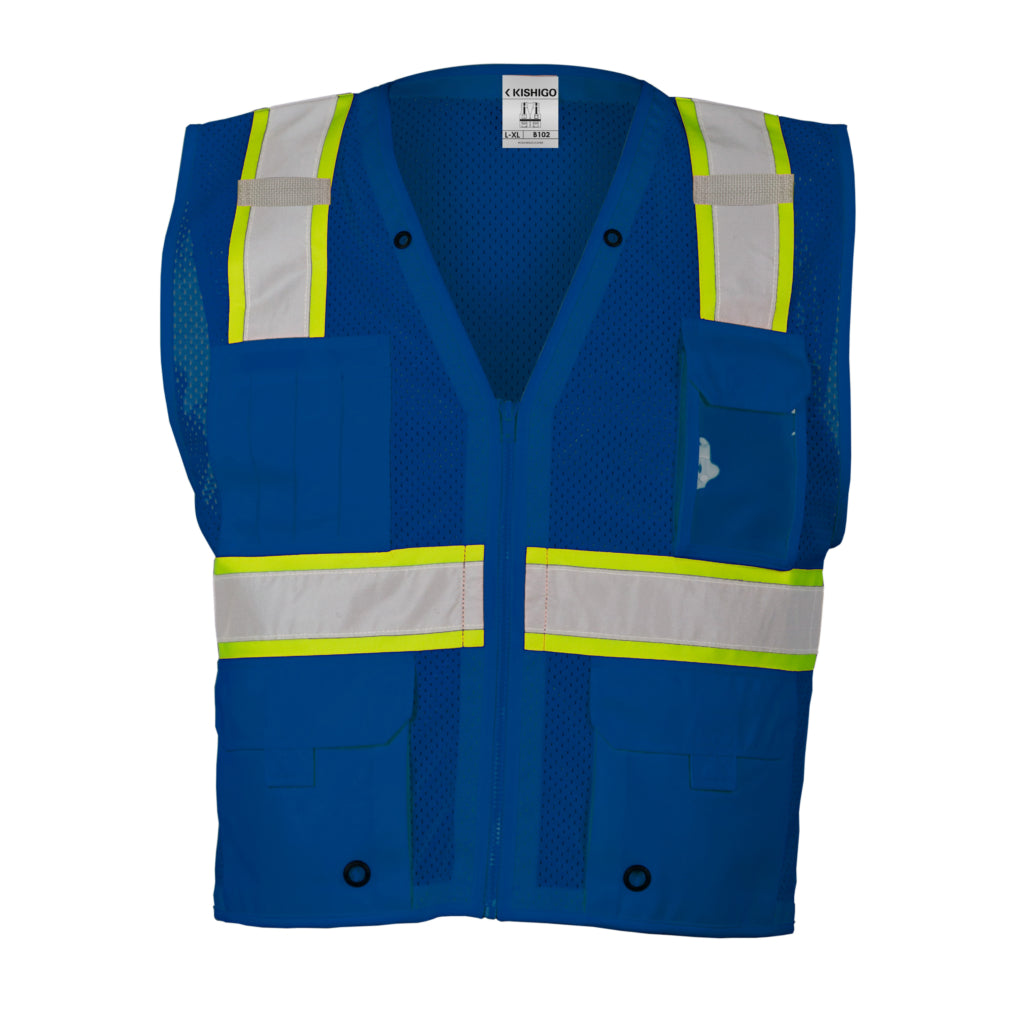 Enhanced Visibility Non-ansi Compliant Ev Series Multi Pocket Royal Blue/lime Vest-eSafety Supplies, Inc