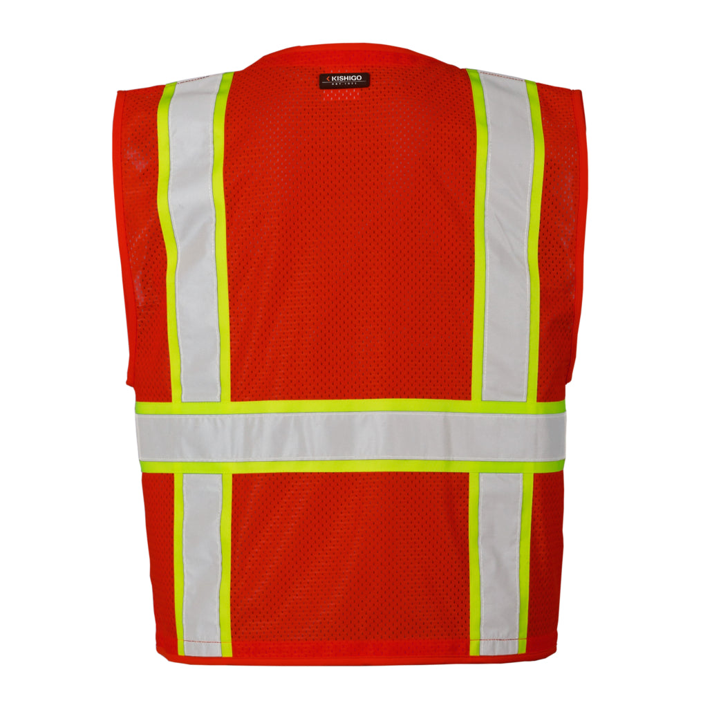 Enhanced Visibility Non-ansi Compliant Ev Series Multi Pocket Red/lime Vest-eSafety Supplies, Inc