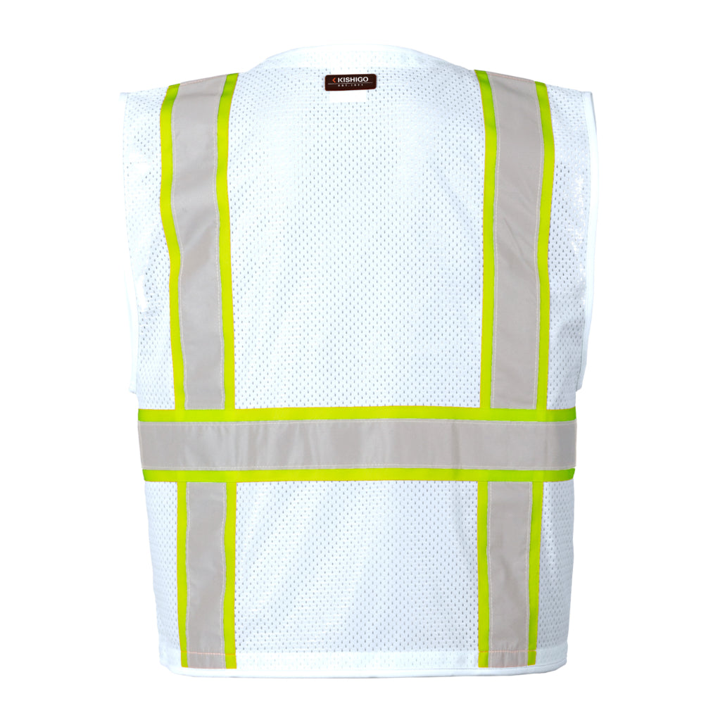Enhanced Visibility Non-ansi Compliant Ev Series Multi Pocket Royal White/lime Vest-eSafety Supplies, Inc