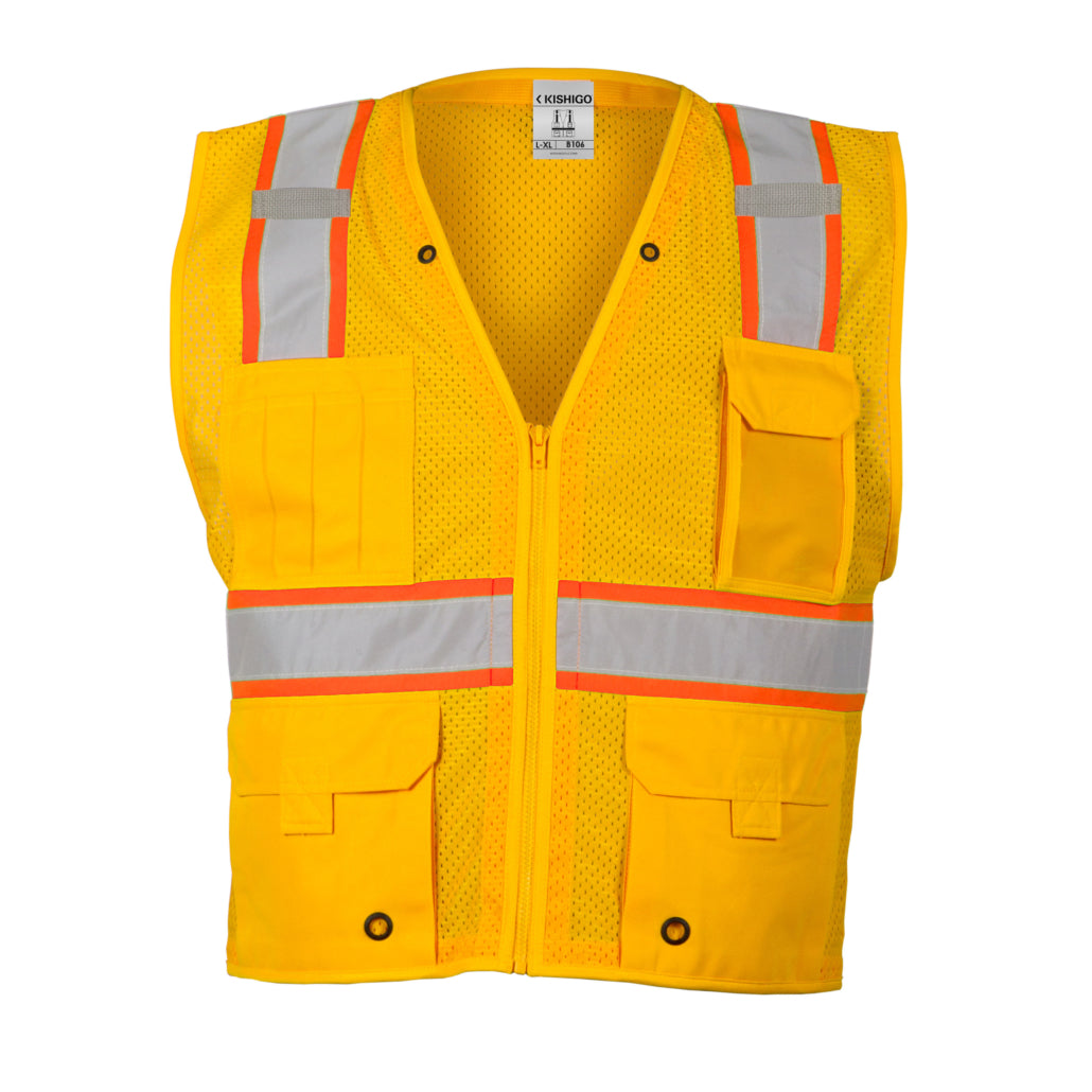 Enhanced Visibility Non-ansi Compliant Ev Series Multi Pocket Yellow/orange Vest-eSafety Supplies, Inc