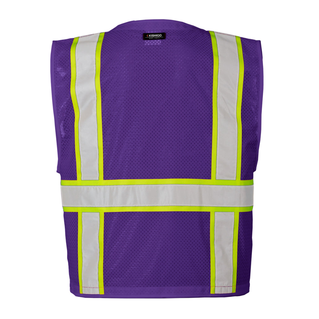 Enhanced Visibility Non-ansi Compliant Ev Series Multi Pocket Purple/lime Vest-eSafety Supplies, Inc